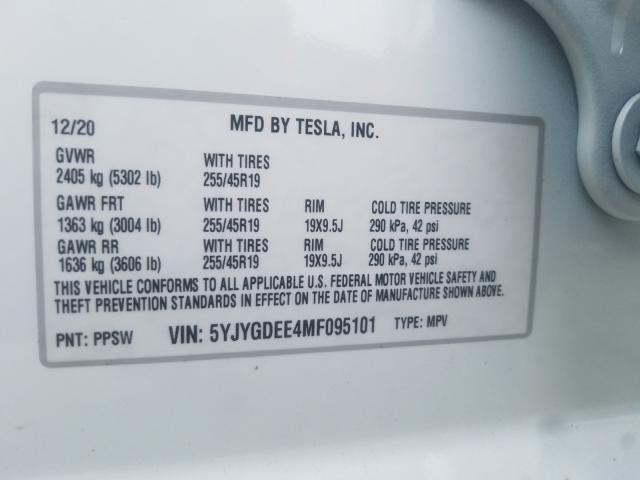 2021 TESLA MODEL Y 5YJYGDEE4MF095101