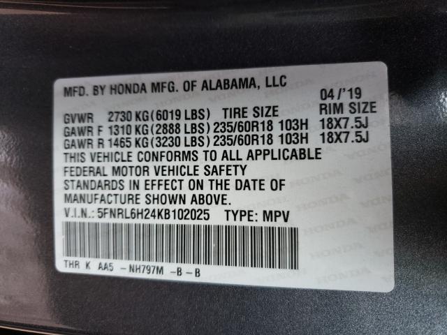 2019 HONDA ODYSSEY LX 5FNRL6H24KB102025