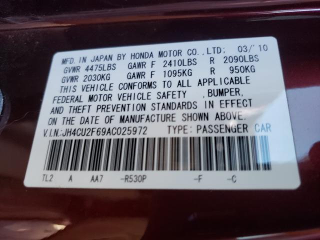 2010 ACURA TSX JH4CU2F69AC025972