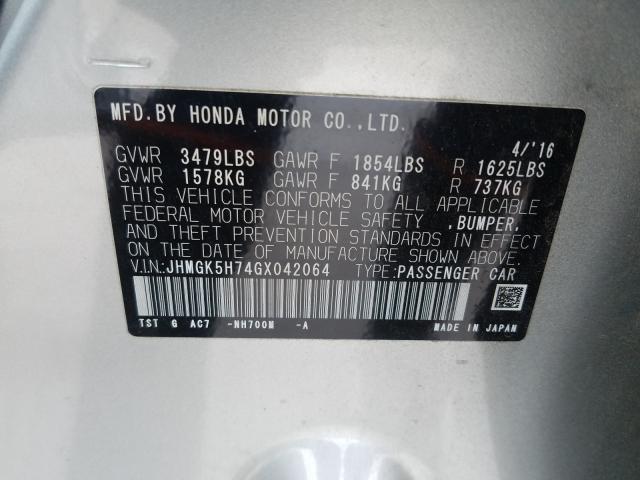 2016 HONDA FIT EX JHMGK5H74GX042064