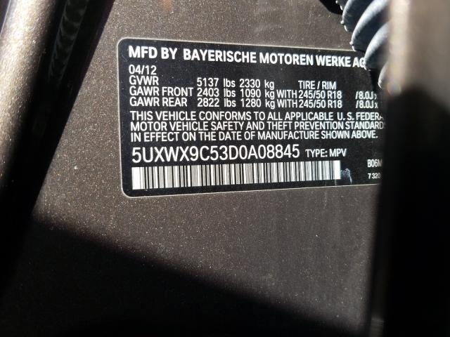 2013 BMW X3 XDRIVE2 5UXWX9C53D0A08845