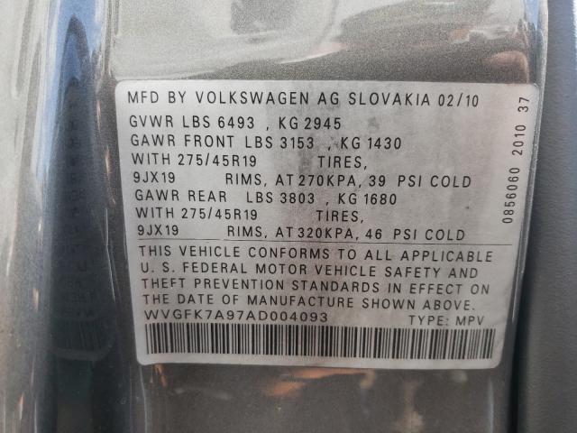 2010 VOLKSWAGEN TOUAREG TD WVGFK7A97AD004093