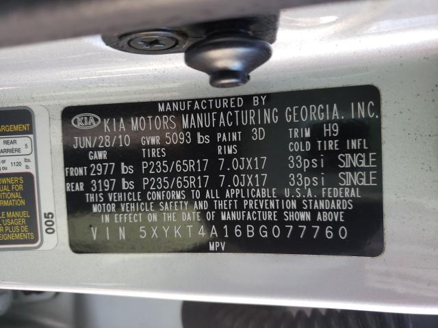 2011 KIA SORENTO 5XYKT4A16BG077760