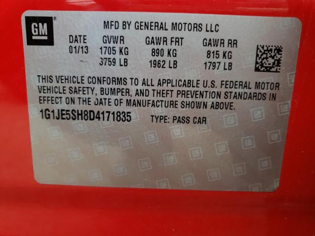 2013 CHEVROLET SONIC LTZ - 1G1JE5SH8D4171835
