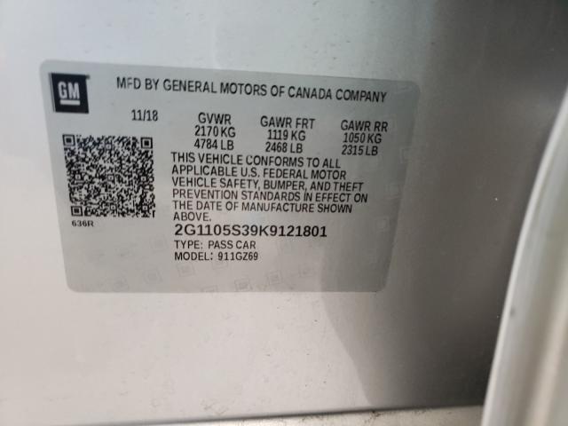 2019 CHEVROLET IMPALA PRE - 2G1105S39K9121801
