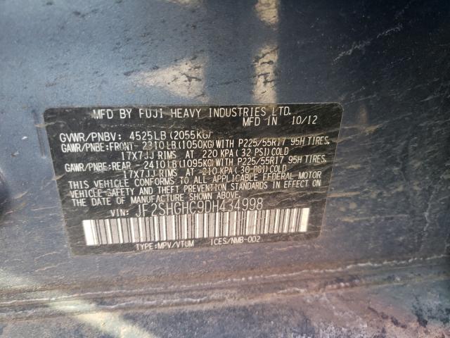 2013 SUBARU FORESTER T JF2SHGHC9DH434998