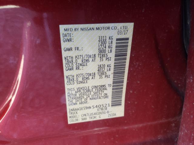2017 NISSAN TITAN SV 1N6AA1E59HN540521