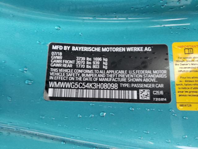 2019 MINI COOPER WMWWG5C54K3H08098