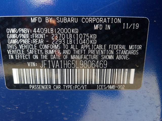 2020 SUBARU WRX LIMITE - JF1VA1H65L9806469