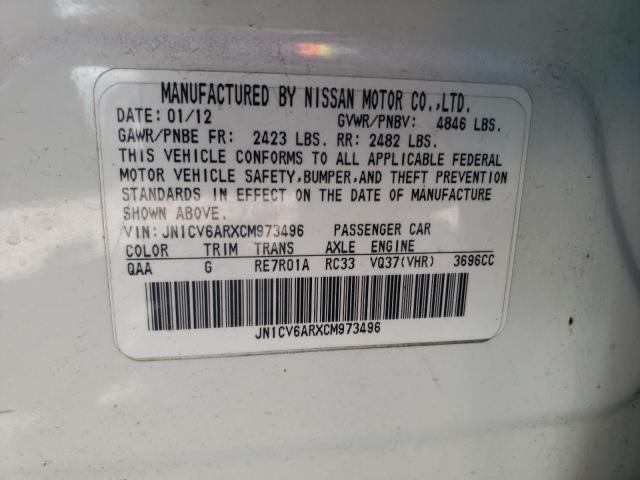 2012 INFINITI G37 JN1CV6ARXCM973496