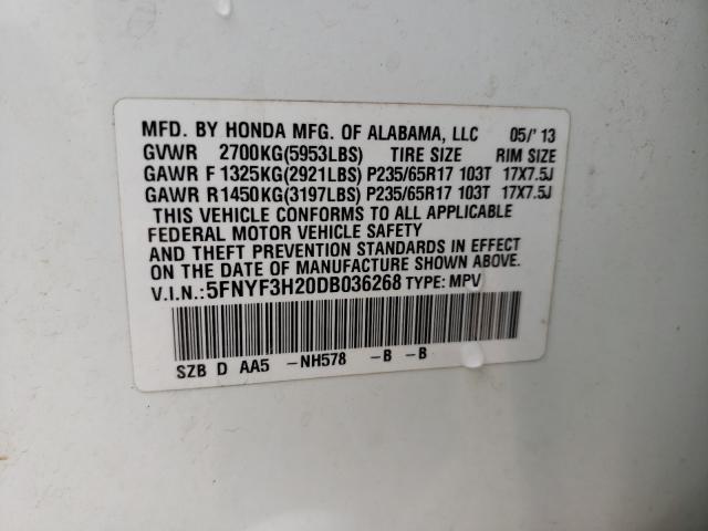 2013 HONDA PILOT LX 5FNYF3H20DB036268
