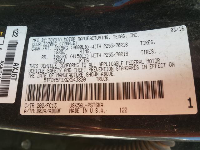 2016 TOYOTA TUNDRA CRE - 5TFDY5F1XGX543820