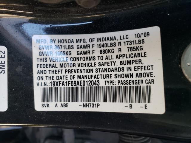 2010 HONDA CIVIC LX 19XFA1F59AE012043