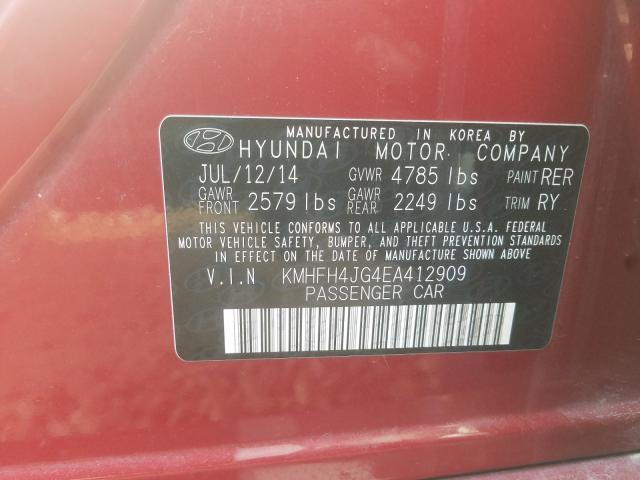 2014 HYUNDAI AZERA GLS KMHFH4JG4EA412909