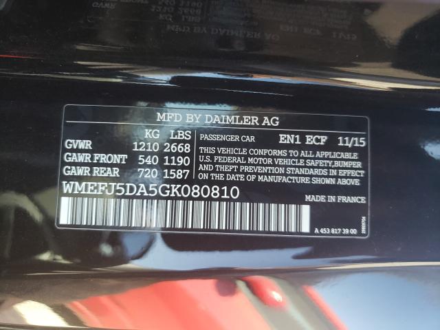 2016 SMART FORTWO WMEFJ5DA5GK080810