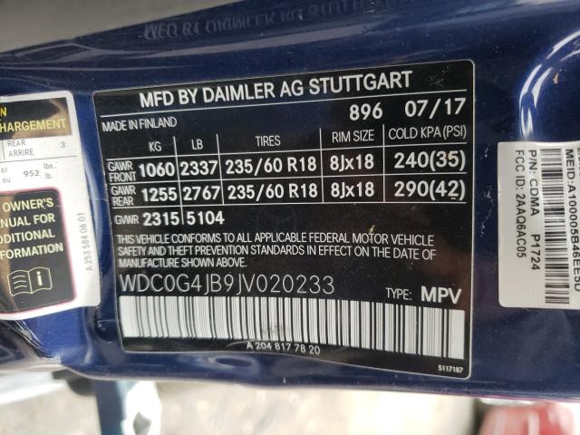 2018 MERCEDES-BENZ GLC 300 - WDC0G4JB9JV020233