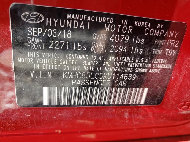2019 HYUNDAI IONIQ LIMI KMHC85LC5KU114639