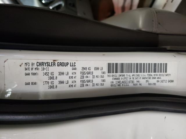 2012 DODGE DURANGO SX 1C4RDJAG5CC187381