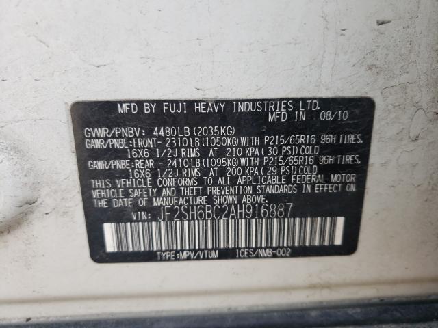 2010 SUBARU FORESTER X JF2SH6BC2AH916887