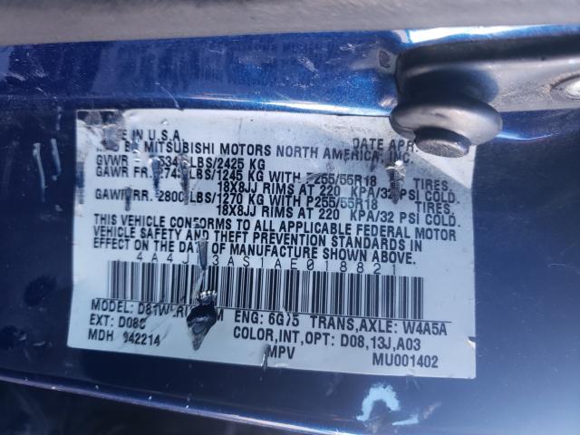 2010 MITSUBISHI ENDEAVOR S 4A4JN3AS1AE018821