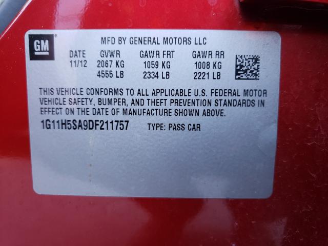 2013 CHEVROLET MALIBU LTZ 1G11H5SA9DF211757