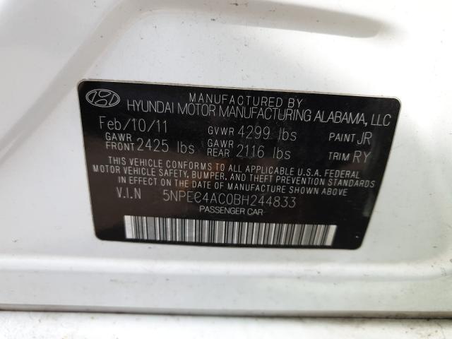 2011 HYUNDAI SONATA SE 5NPEC4AC0BH244833