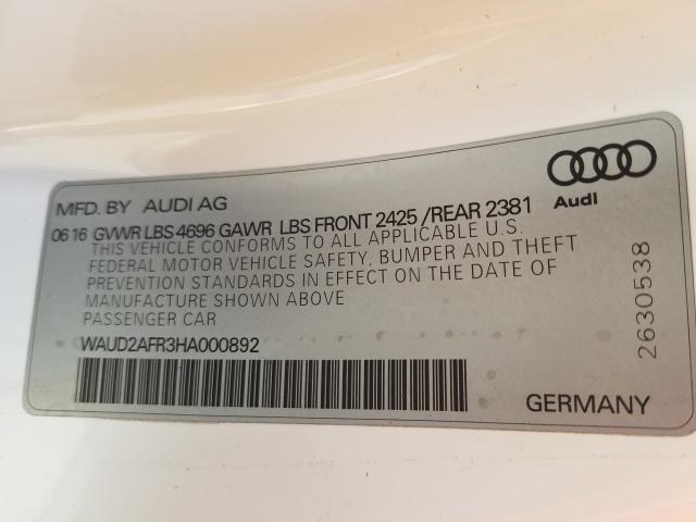 2017 AUDI A5 SPORT WAUD2AFR3HA000892