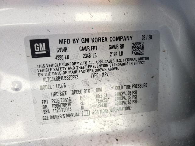 2020 CHEVROLET TRAX LS KL7CJKSB1LB325993