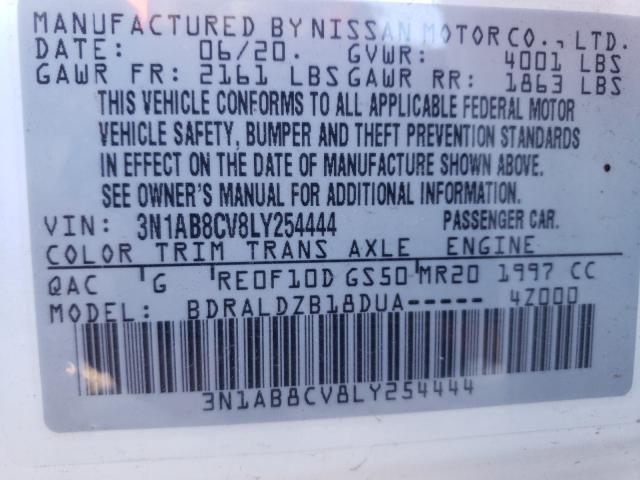 2020 NISSAN SENTRA SV 3N1AB8CV8LY254444