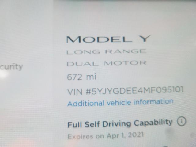 2021 TESLA MODEL Y 5YJYGDEE4MF095101