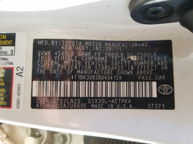 2011 TOYOTA AVALON BAS 4T1BK3DB3BU434159