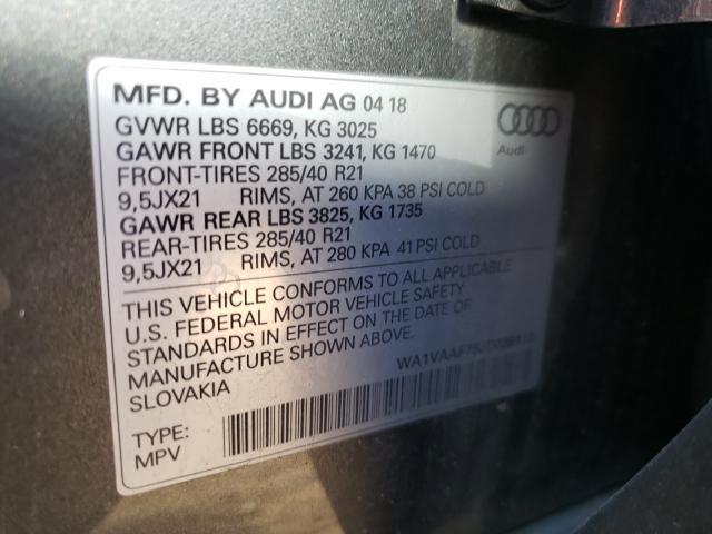 VIN WA1VAAF76JD039113 2018 Audi Q7, Prestige no.10