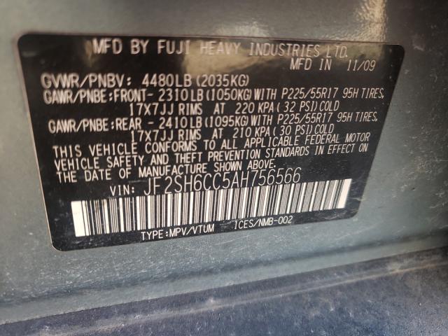 2010 SUBARU FORESTER JF2SH6CC5AH756566