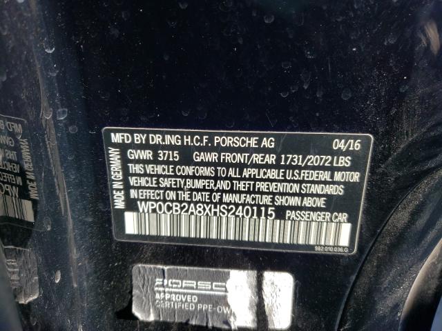 2017 PORSCHE BOXSTER S WP0CB2A8XHS240115
