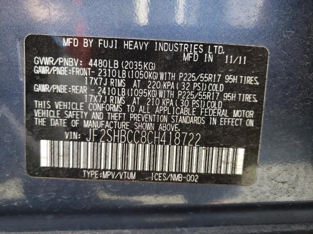 2012 SUBARU FORESTER 2 - JF2SHBCC8CH418722