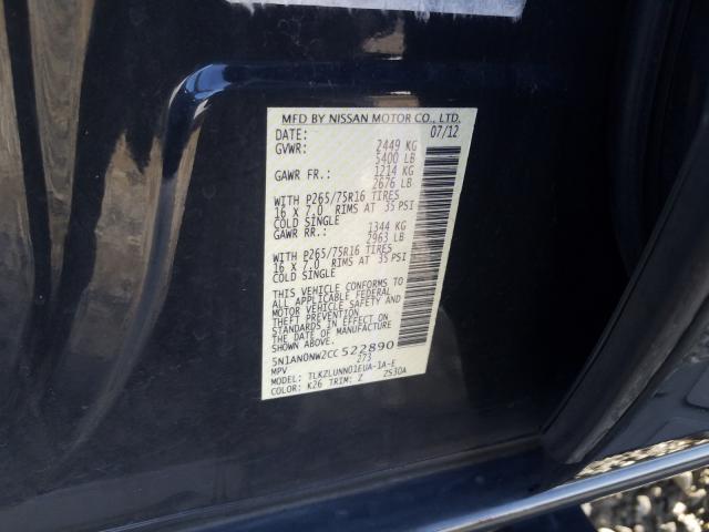 2012 NISSAN XTERRA OFF 5N1AN0NW2CC522890
