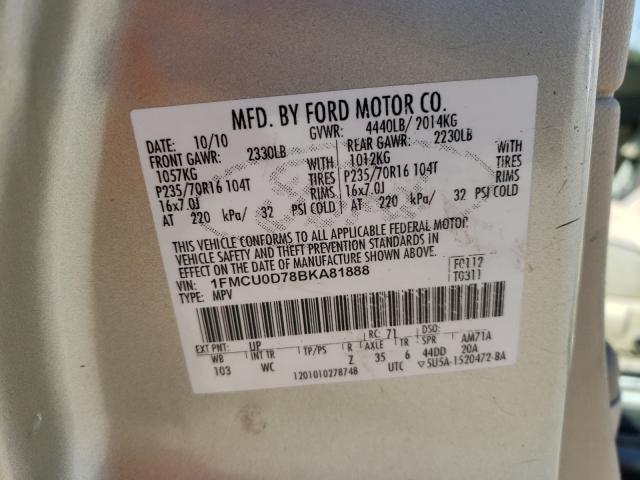 2011 FORD ESCAPE XLT 1FMCU0D78BKA81888
