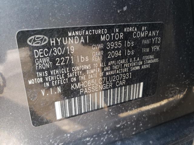 2020 HYUNDAI IONIQ BLUE KMHC65LC7LU207931