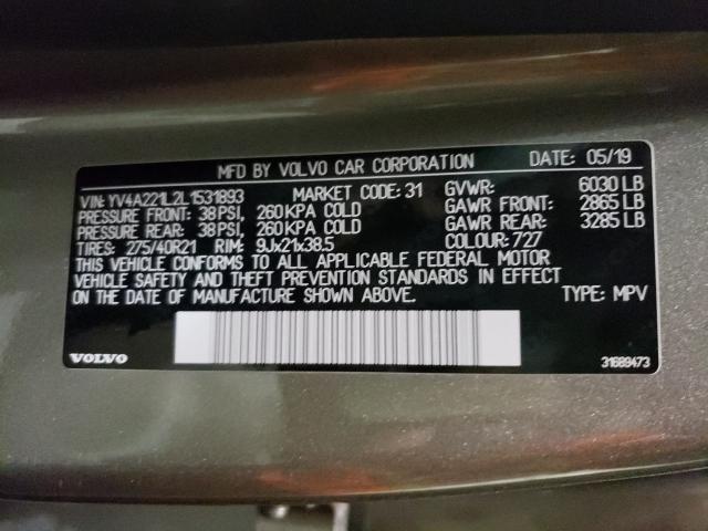 2020 VOLVO XC90 T6 IN YV4A221L2L1531893