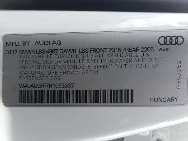2017 AUDI A3 PREMIUM WAUAUGFF7H1063337