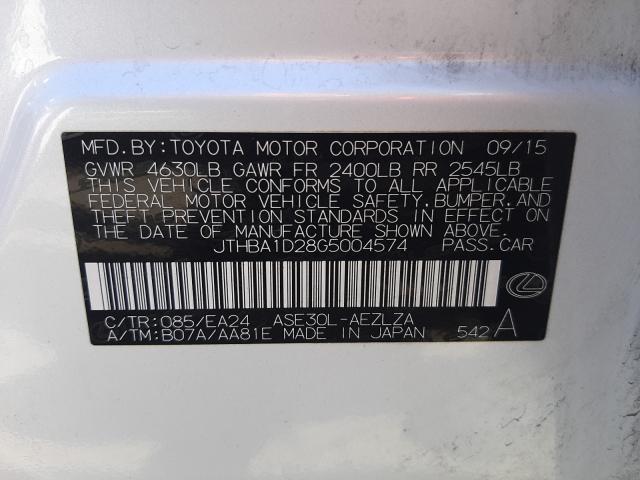 2016 LEXUS IS 200T JTHBA1D28G5004574