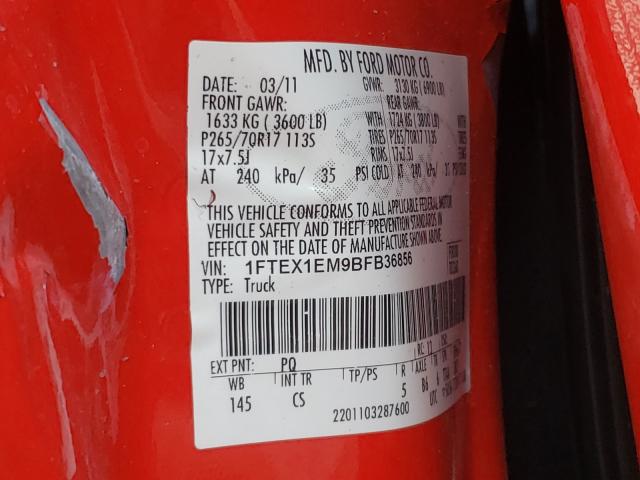 2011 FORD F150 SUPER 1FTEX1EM9BFB36856