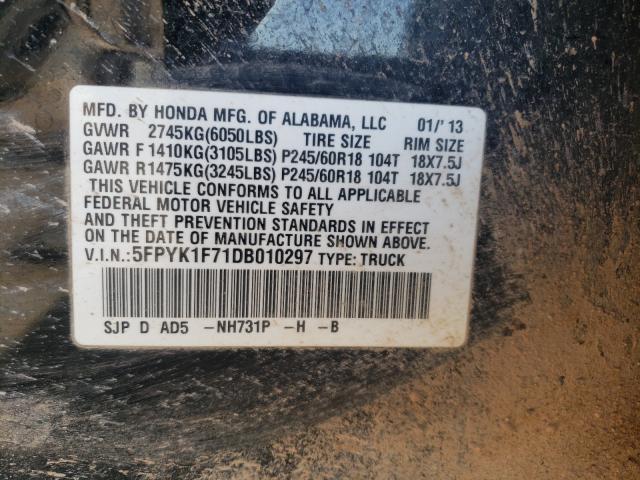 2013 HONDA RIDGELINE 5FPYK1F71DB010297