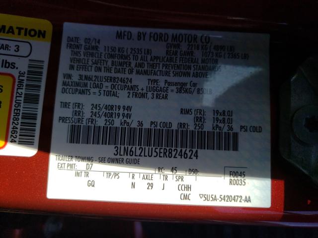 2014 LINCOLN MKZ HYBRID 3LN6L2LU5ER824624