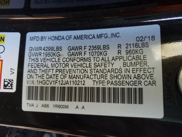 1HGCV1F12JA110212 HONDA ACCORD 2018