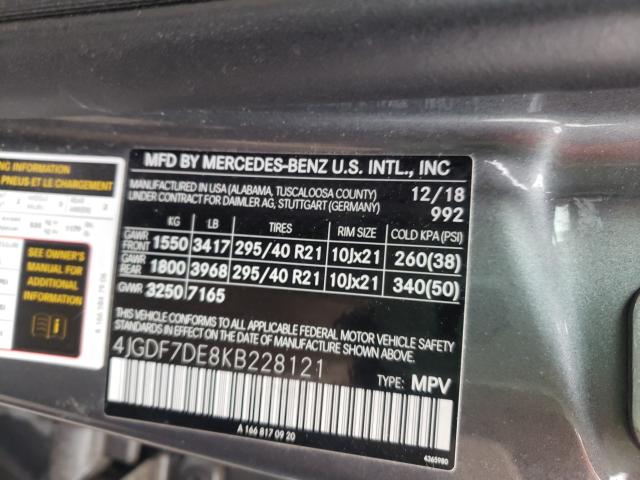 2019 MERCEDES-BENZ GLS 550 4M 4JGDF7DE8KB228121