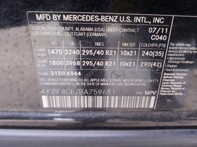 2011 MERCEDES-BENZ GL 550 4MA 4JGBF8GE7BA759681