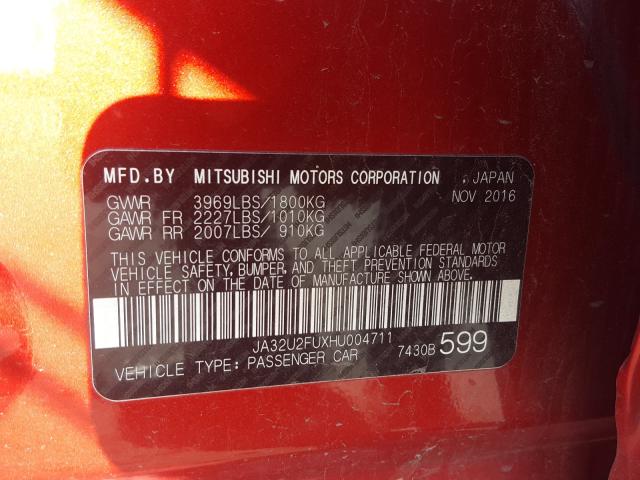 2017 MITSUBISHI LANCER ES JA32U2FUXHU004711