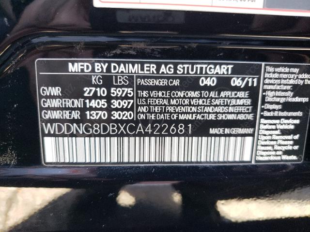 2012 MERCEDES-BENZ S 350 BLUE WDDNG8DBXCA422681