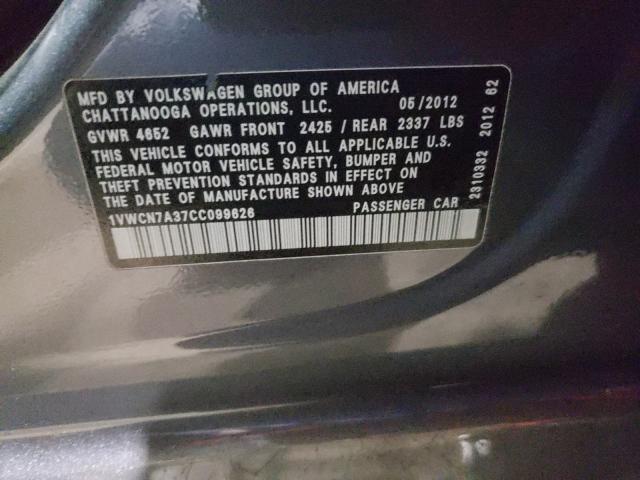 2012 VOLKSWAGEN PASSAT 1VWCN7A37CC099626